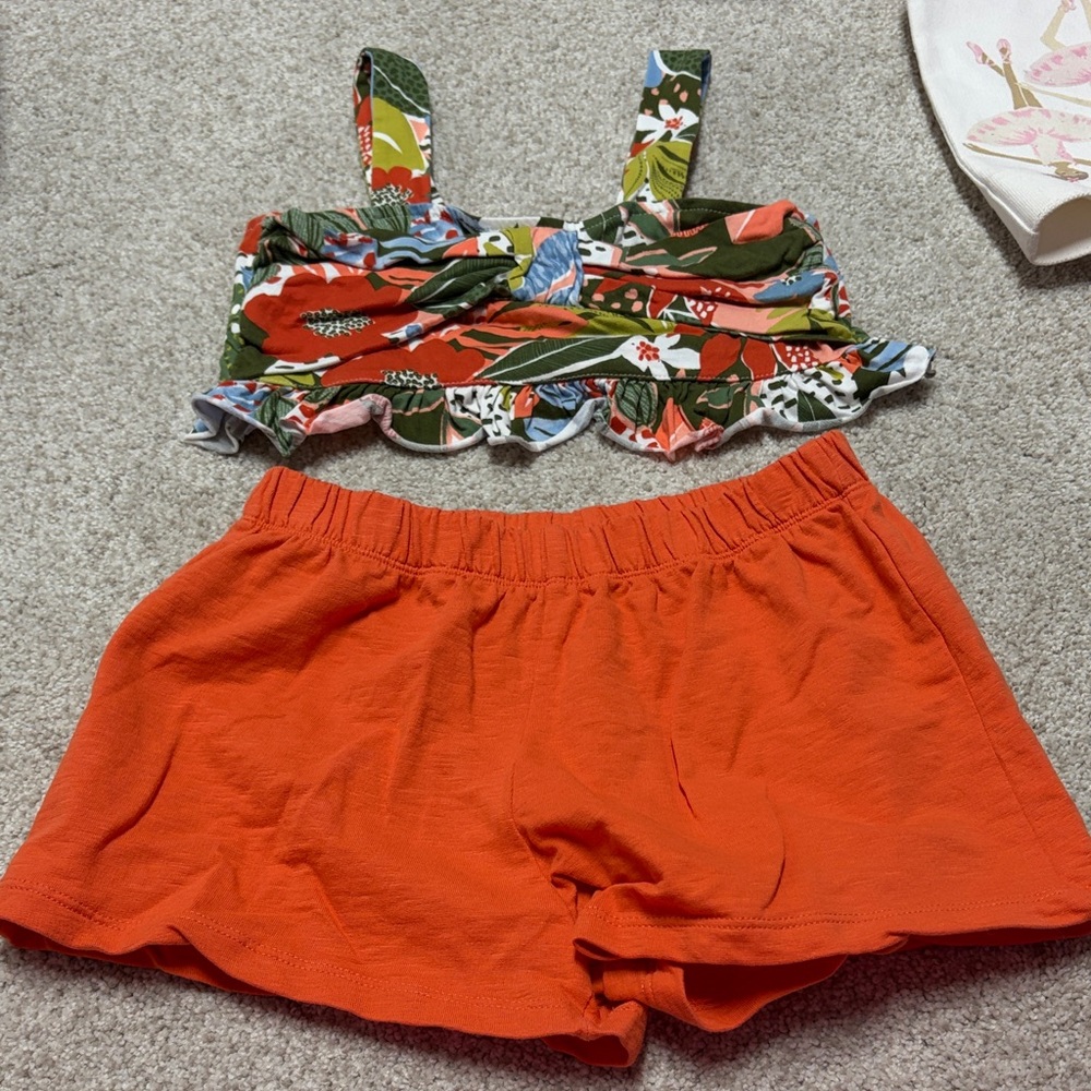 Mayoral Orange Shorts and tropical top